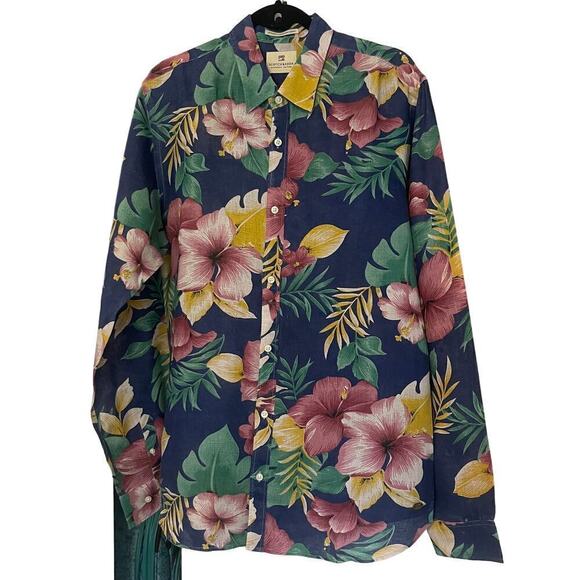 Scotch & Soda Amsterdan Couture Men's Floral Linen Shirt Size Large